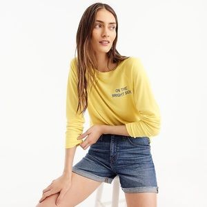 J Crew Yellow embroidered crew neck